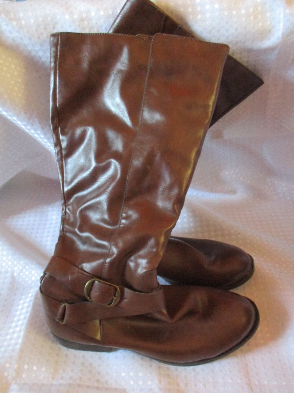 Style & Co. Women's Madixe Brown Faux Leather Knee High Riding Boots  Sz. 6.5